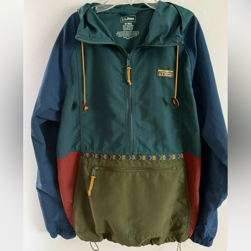 L.L.Bean Mountain Classic Anorak Aztec Windbreaker Pullover Jacket Men S